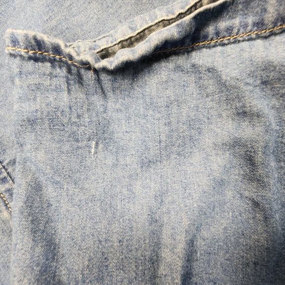 Paige Medium Denim Blue Chambray Dress Womens Medium Button Front Tie Waist Mini - Picture 13 of 13